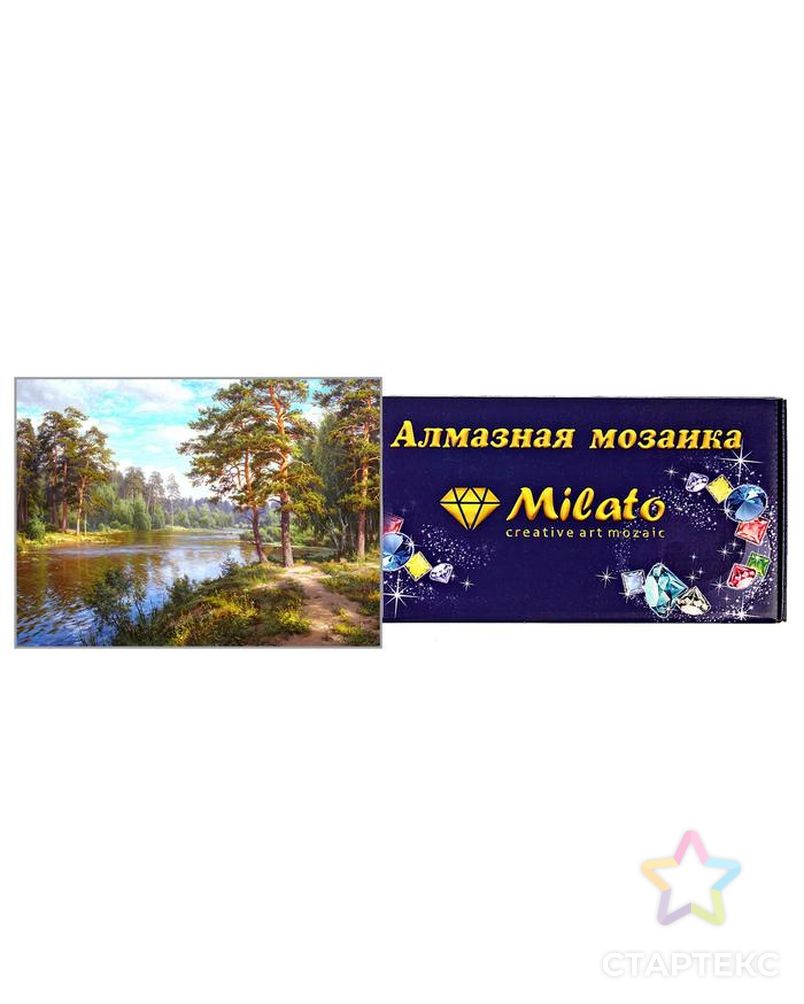 Алмазная мозаика «Озеро в лесу» 40x30 см, 39 цветов арт. СМЛ-157596-1-СМЛ0007070725 1