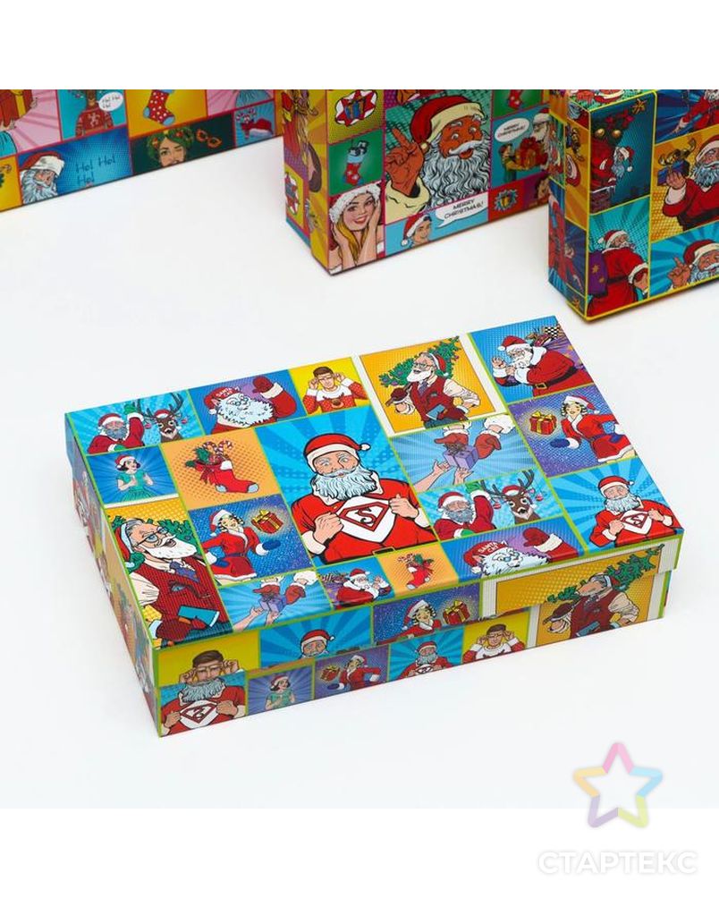 Набор коробок 4 в 1 "Рop-art новогодний 1", 30 х 20 х 8 - 24 х 14 х 5 см арт. СМЛ-160113-1-СМЛ0007072105 5