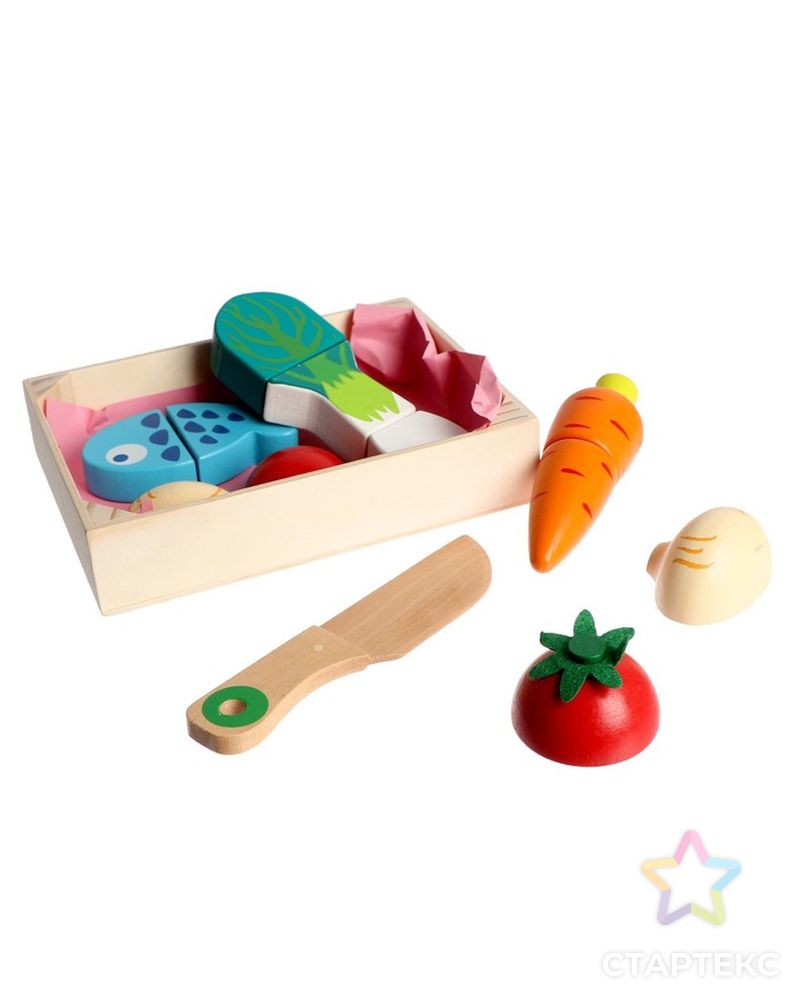 Игровой ящик с продуктами "Овощи и рыба" 17х12,5х3,5 см арт. СМЛ-189434-1-СМЛ0007077273 2