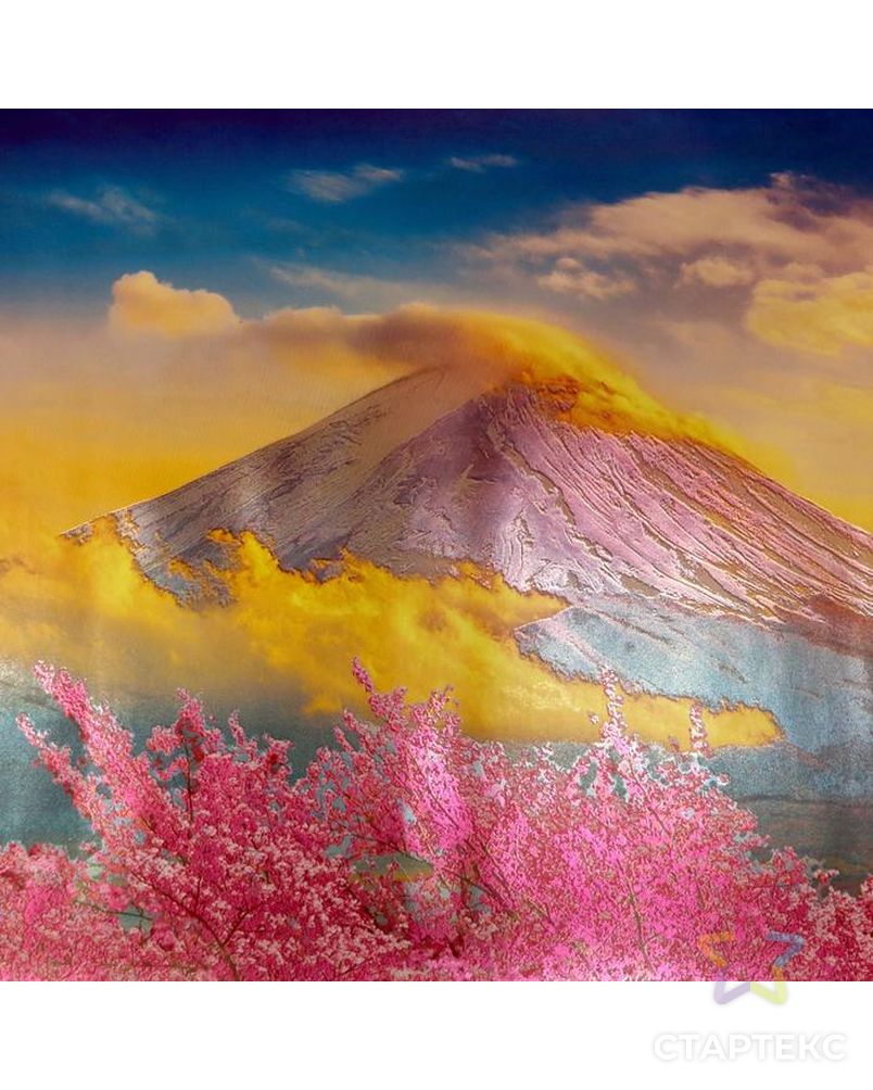Постер "Сакура на фоне горы" тиснение фольгой, упаковка в тубус, 500х700 мм арт. СМЛ-158097-1-СМЛ0007081920
