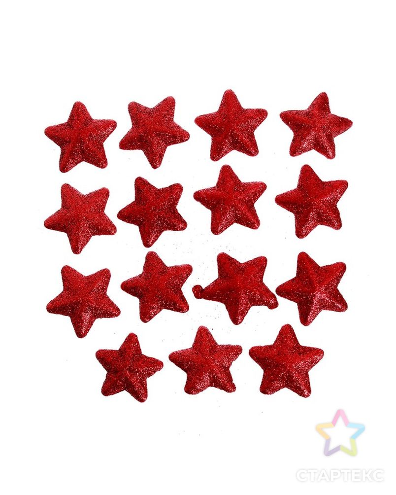 Фигурка для поделок и декора «Звезда», набор 15 шт, размер 1 шт: 3,5×3,5×2 см, цвет красный арт. СМЛ-211094-1-СМЛ0007082513 2