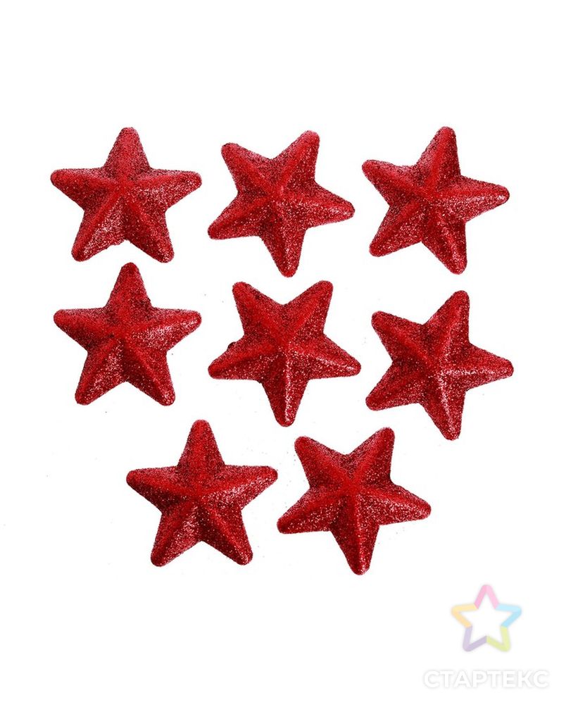 Фигурка для поделок и декора «Звезда», набор 8 шт, размер 1 шт: 6×6×3 см, цвет красный арт. СМЛ-211095-1-СМЛ0007082514 2