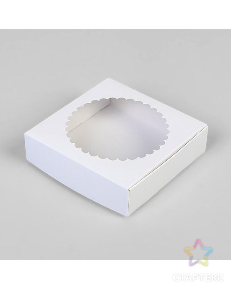 Подарочная коробка сборная с окном, белый, 11,5 х 11,5 х 3 см, набор 5 шт. арт. СМЛ-159131-1-СМЛ0007087716 1