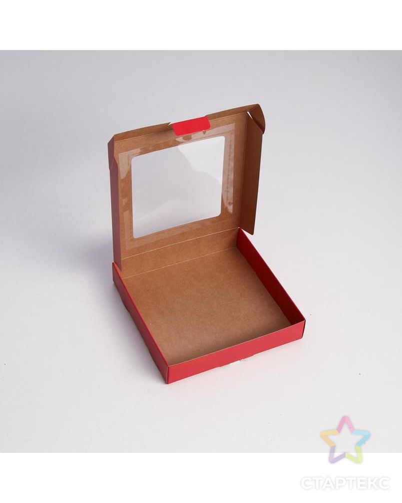 Коробка самосборная, с окном, красная, 16 х 16 х 3 см, набор 5 шт. арт. СМЛ-159201-1-СМЛ0007087996 2