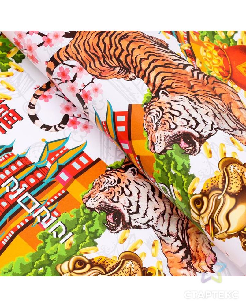 Бумага упаковочная глянцевая "Китайский новый год", 70 х 100 см арт. СМЛ-167297-1-СМЛ0007089654 3