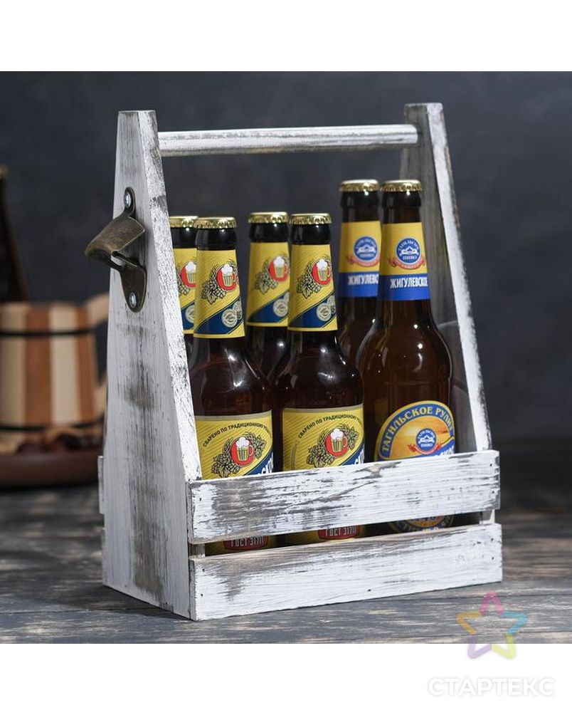 Ящик для пива 22,5х15,5х33 см под 6 бутылок, состаренный арт. СМЛ-164478-1-СМЛ0007090753 1