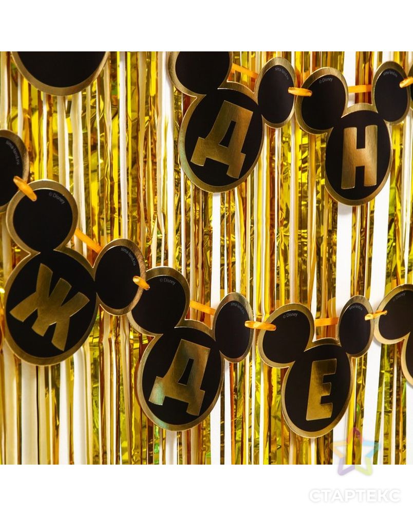 Набор для дня рождения: гирлянда (2,6 м), дождик золотой (1х2 м), Микки Маус и его друзья арт. СМЛ-199544-1-СМЛ0007091078 3