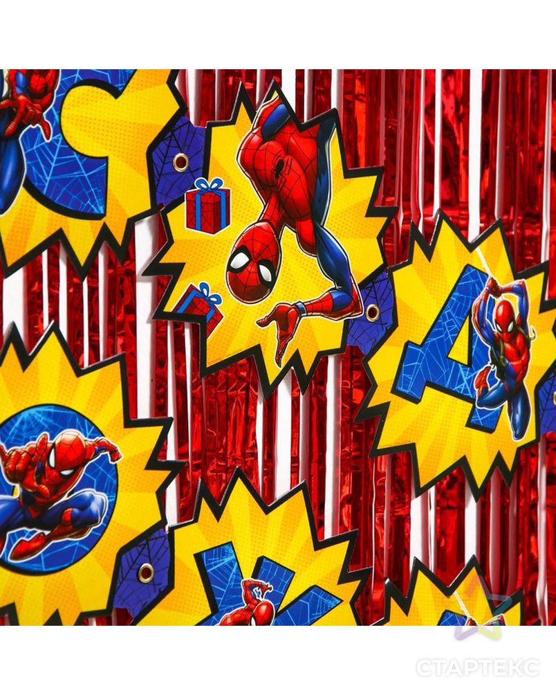 Набор для дня рождения: гирлянда (2,4 м), дождик красный (1х2 м), Человек-паук арт. СМЛ-201255-1-СМЛ0007091081 3