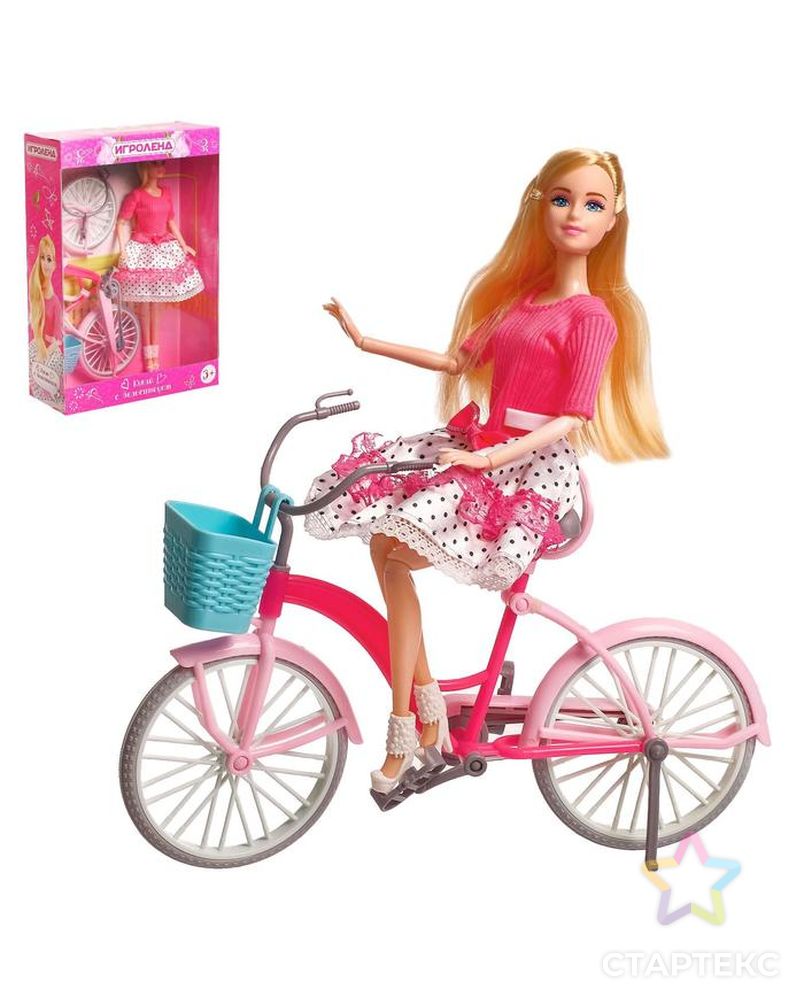 Кукла модель "Арина" шарнирная, с велосипедом, с аксессуарами арт. СМЛ-161646-1-СМЛ0007101999 1