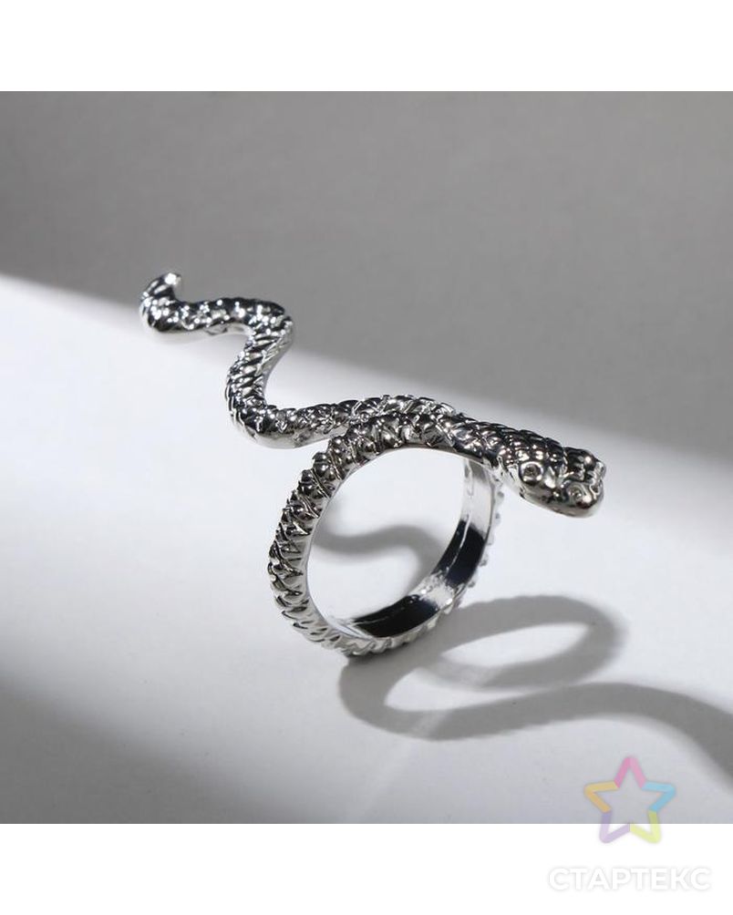 Кольцо "Змея" анаконда, цвет чернёное серебро, безразмерное арт. СМЛ-159020-1-СМЛ0007104887
