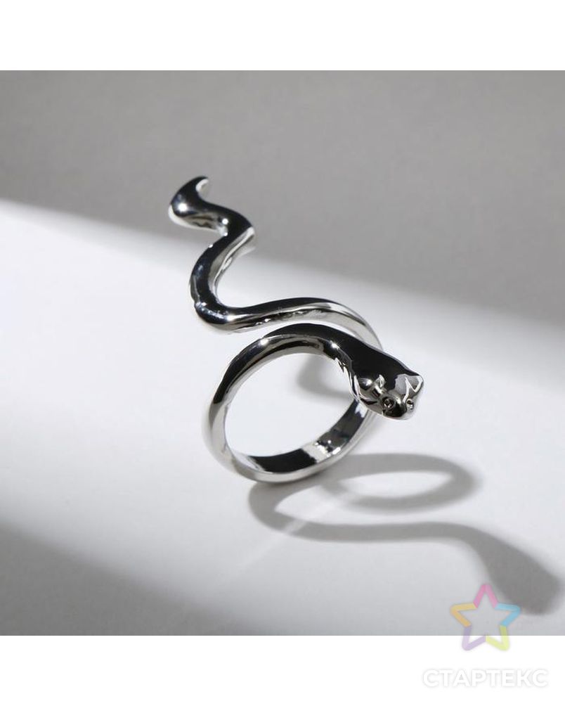 Кольцо "Змея" гладкая, цвет серебро, безразмерное арт. СМЛ-159023-1-СМЛ0007104890 1