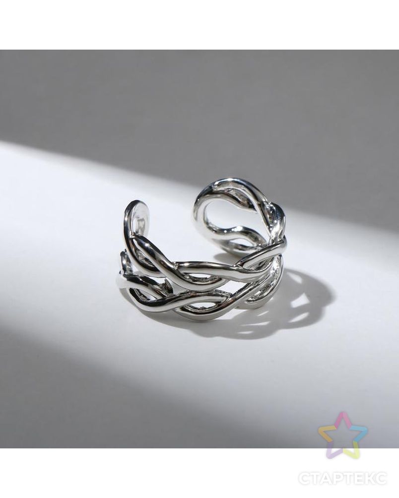 Кольцо "Тренд" две косички, цвет серебро, безразмерное арт. СМЛ-159035-1-СМЛ0007104902