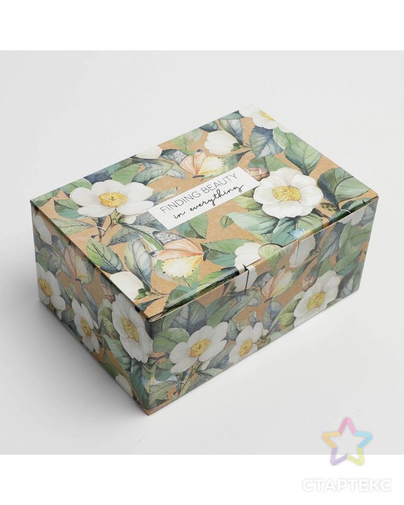 Коробка‒пенал «Цветы», 22 × 15 × 10 см арт. СМЛ-216558-1-СМЛ0007107438 1