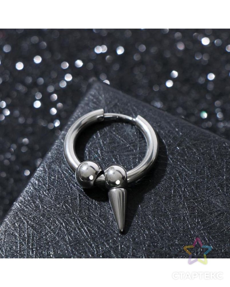 Пирсинг в ухо "Шип" с шариками, цвет серебро арт. СМЛ-186919-1-СМЛ0007108617 1