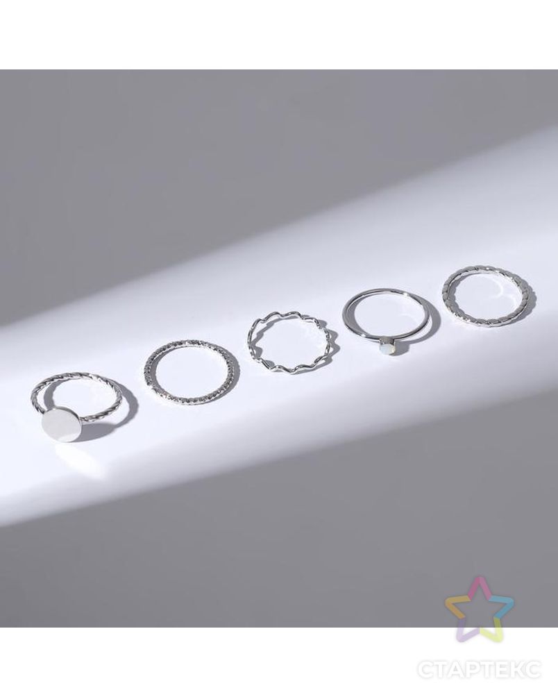 Набор колец 5 штук "Идеальные пальчики" свечение, цвет белый в серебре арт. СМЛ-159927-1-СМЛ0007110816 3