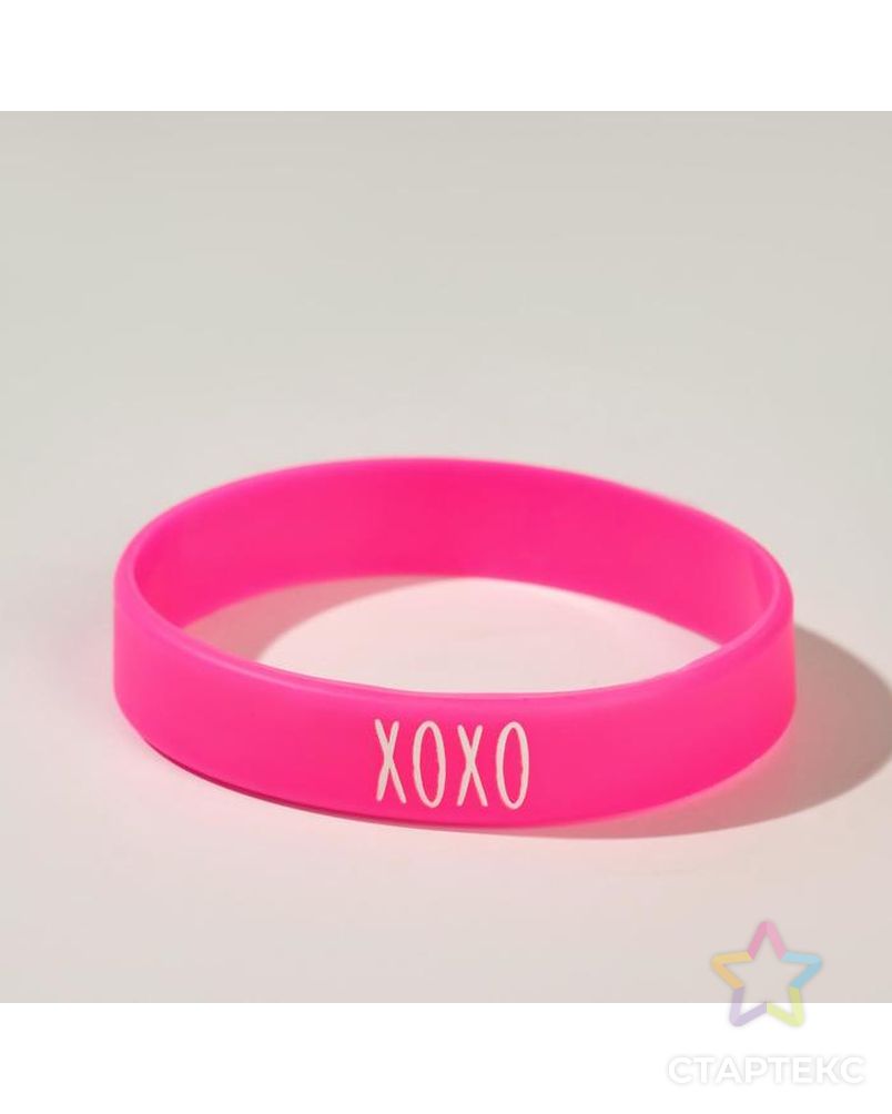 Силиконовый браслет "ХОХО" женский, цвет розовый, 18 см арт. СМЛ-172414-1-СМЛ0007111266 2