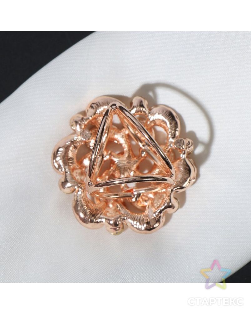 Кольцо для платка "Цветок" капли, цвет белый в розовом золоте арт. СМЛ-210995-1-СМЛ0007114058