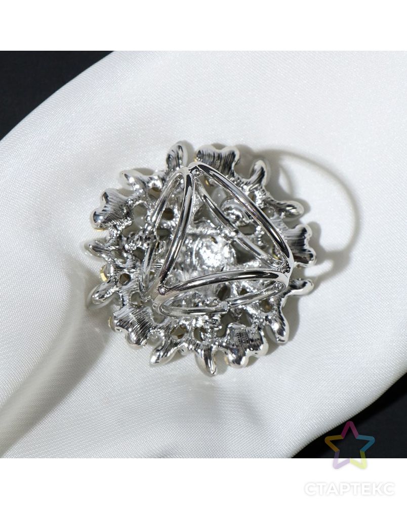 Кольцо для платка "Снежинка", цвет радужно-белый в серебре арт. СМЛ-210996-1-СМЛ0007114063