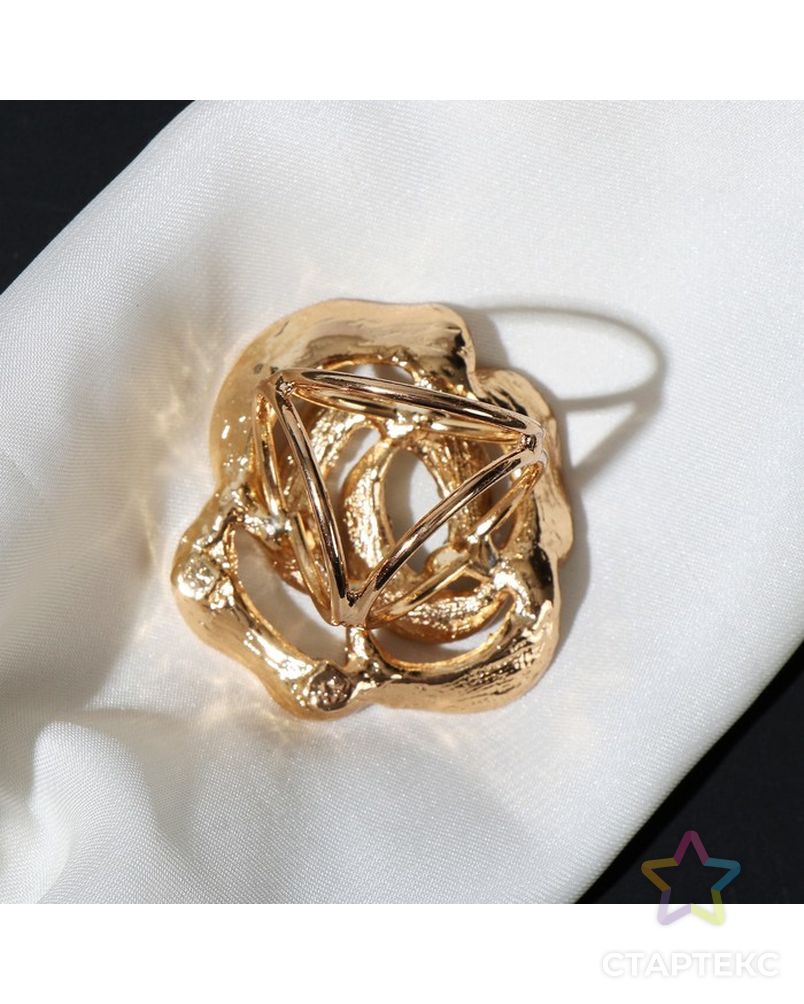 Кольцо для платка "Цвток" роза, цвет белый  в золоте арт. СМЛ-211000-1-СМЛ0007114073