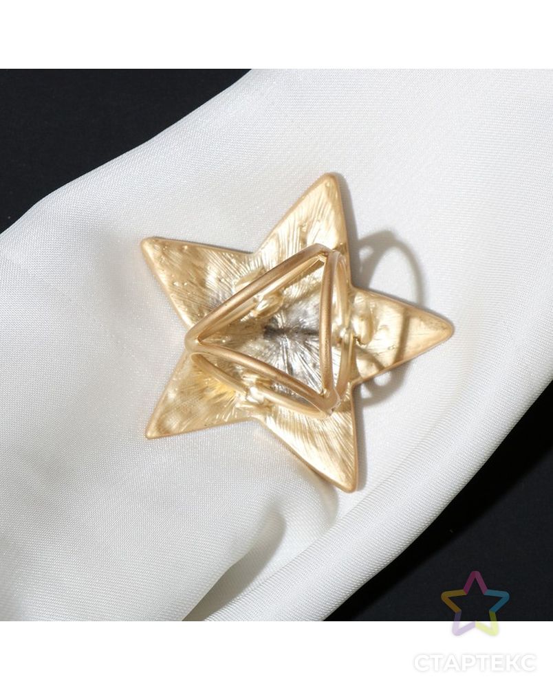 Кольцо для платка "Звезда", цвет белый в матовом золоте арт. СМЛ-211003-1-СМЛ0007114090
