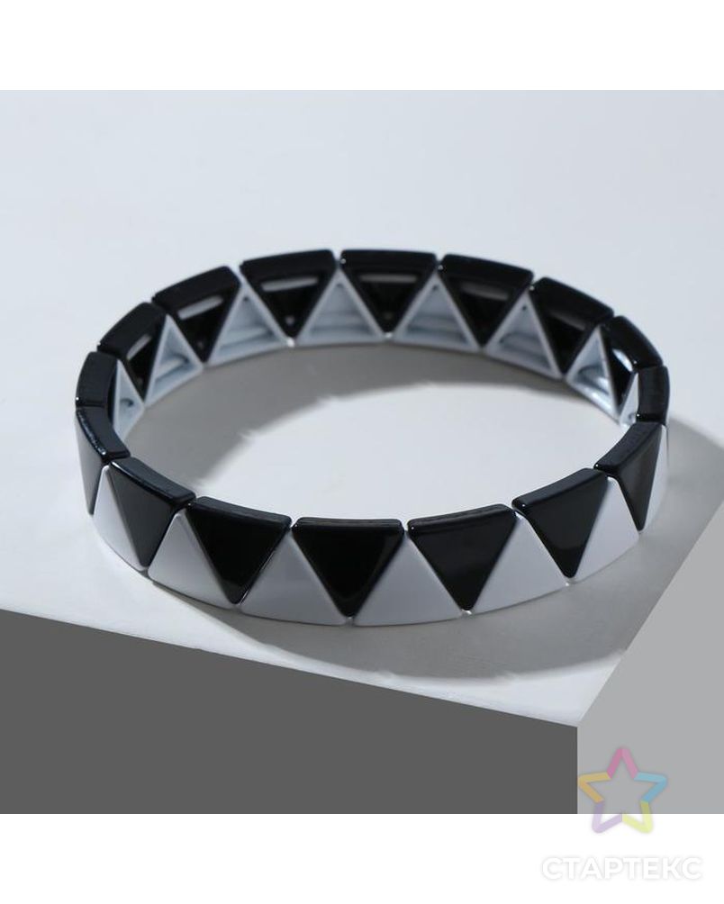 Браслет металл "Стойкость" треугольник, цвет чёрно-белый арт. СМЛ-162084-1-СМЛ0007114556 1