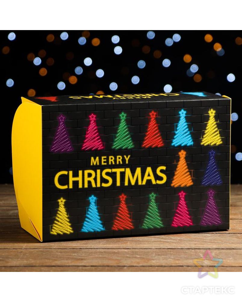 Коробка складная, двухсторонняя "Merry Christmas", 25 х 17 х 10 см арт. СМЛ-184390-1-СМЛ0007118189 1
