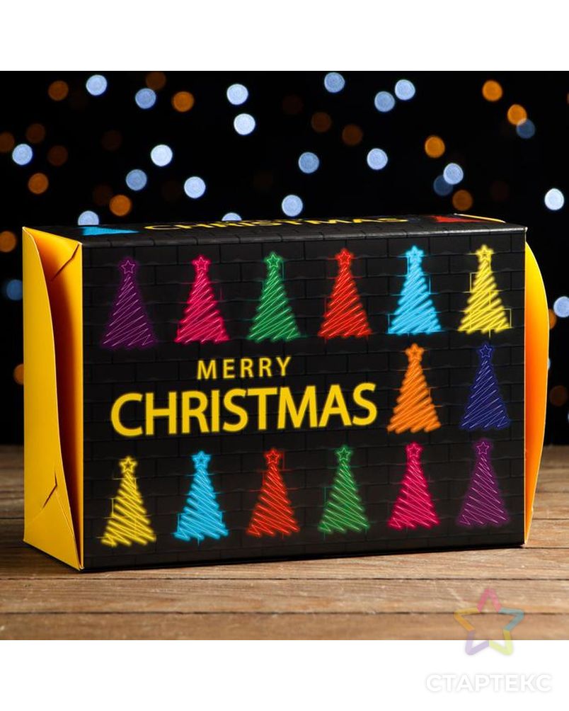Коробка складная, двухсторонняя "Merry Christmas", 25 х 17 х 10 см арт. СМЛ-184390-1-СМЛ0007118189 2