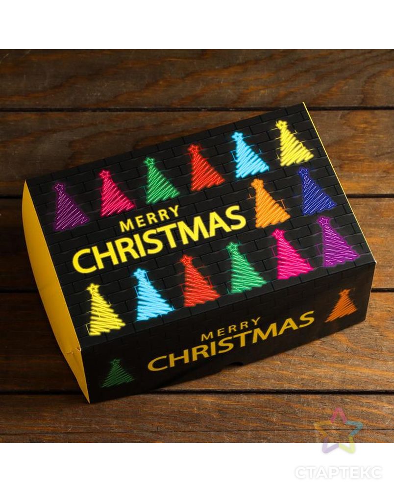 Коробка складная, двухсторонняя "Merry Christmas", 25 х 17 х 10 см арт. СМЛ-184390-1-СМЛ0007118189 3