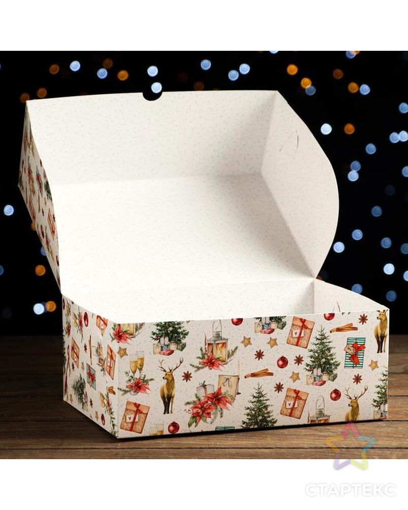 Коробка складная, двухсторонняя "Рождественский вечер", 25 х 17 х 10 см арт. СМЛ-184391-1-СМЛ0007118192 4