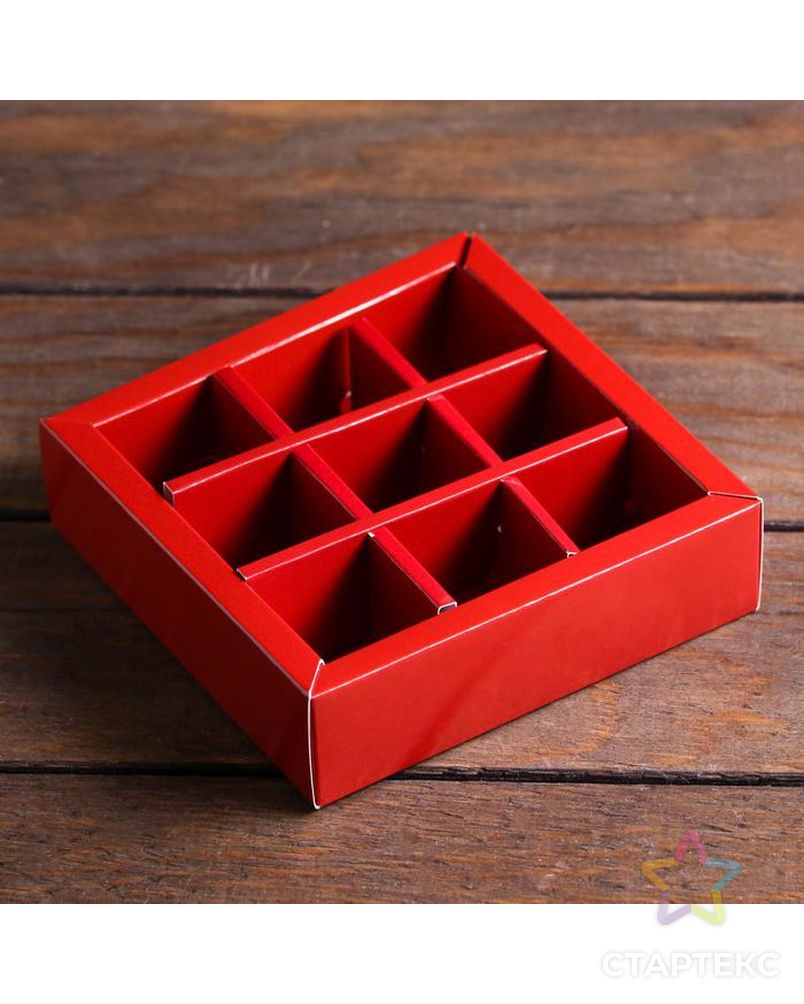 Коробка для конфет с обечайкой 9 шт "Какао", 13,7 х 13,7 х 3,5 см арт. СМЛ-169257-1-СМЛ0007119857 3