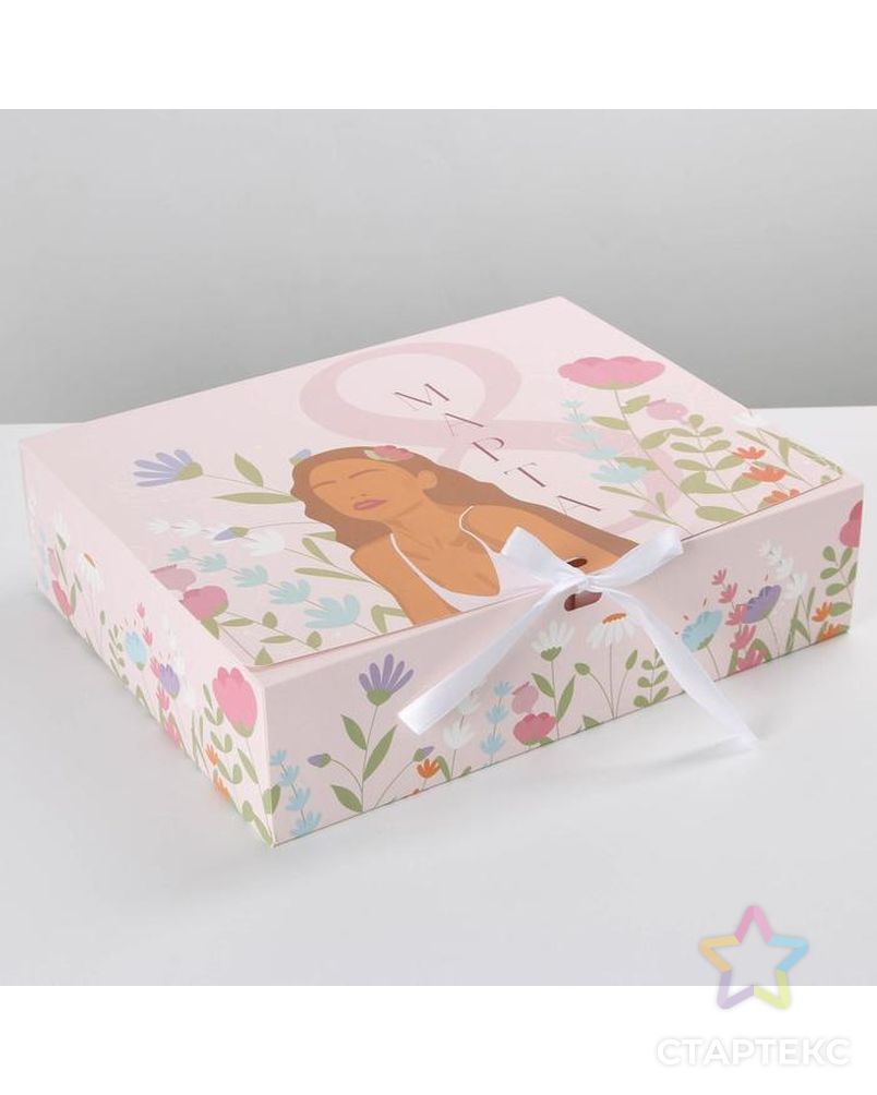Коробка складная подарочная «8 марта, Girl», 31 × 24,5 × 9 см арт. СМЛ-170308-1-СМЛ0007120078 1