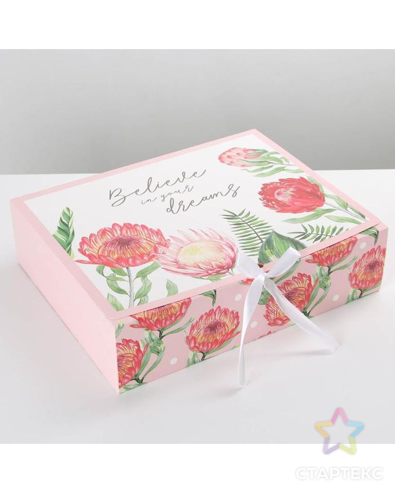 Коробка складная подарочная «Цветы», 31 × 24,5 × 9 см арт. СМЛ-170309-1-СМЛ0007120079 1