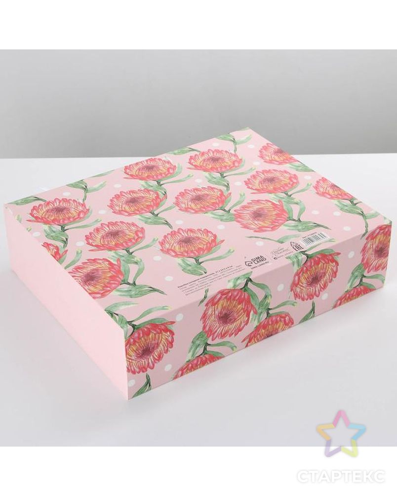 Коробка складная подарочная «Цветы», 31 × 24,5 × 9 см арт. СМЛ-170309-1-СМЛ0007120079 3