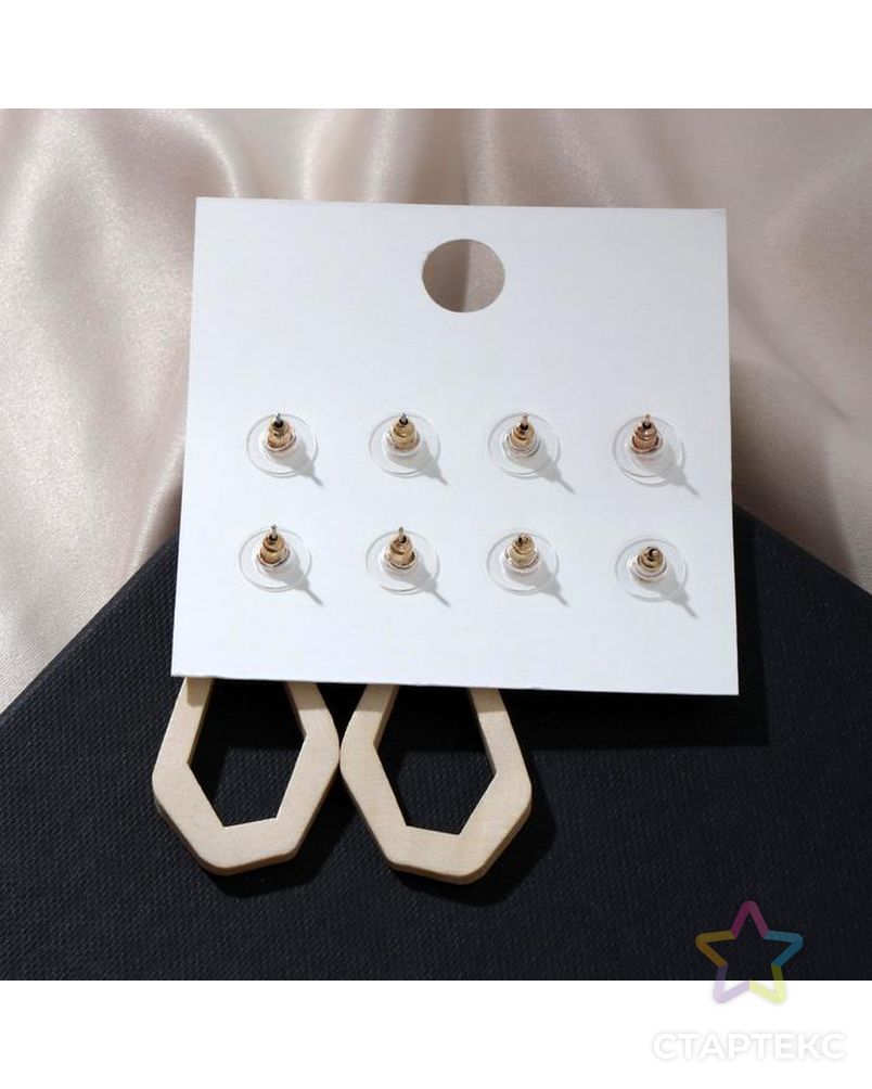 Серьги набор 4 пары "Летние истории" оригами и искажение, цвет бело-коричневый в золоте арт. СМЛ-163416-1-СМЛ0007120371 2