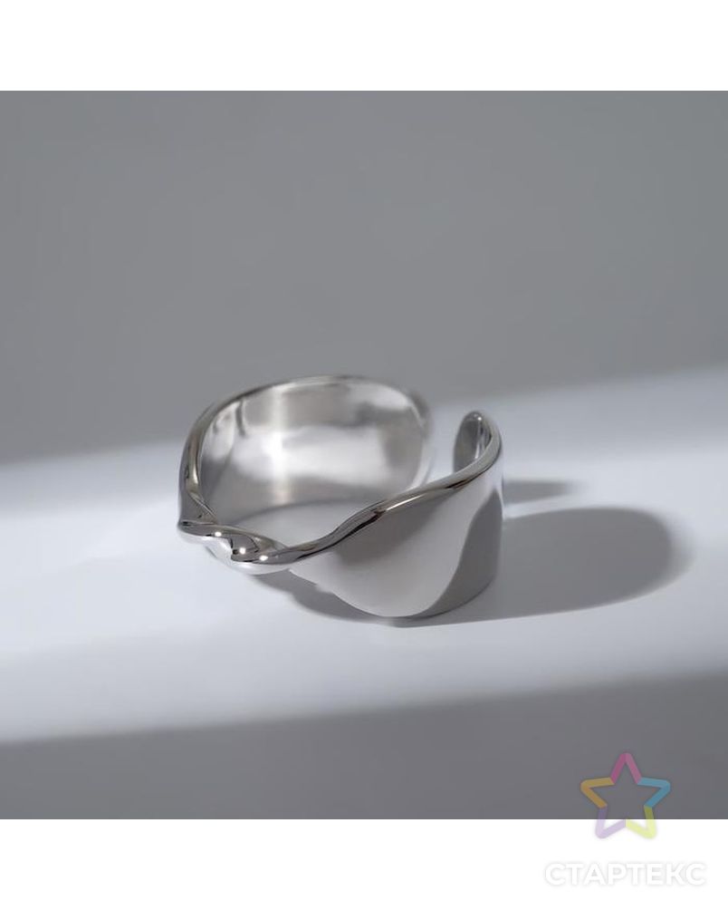 Кольцо "Завитки" , цвет серебро, безразмерное арт. СМЛ-163531-1-СМЛ0007120494 1