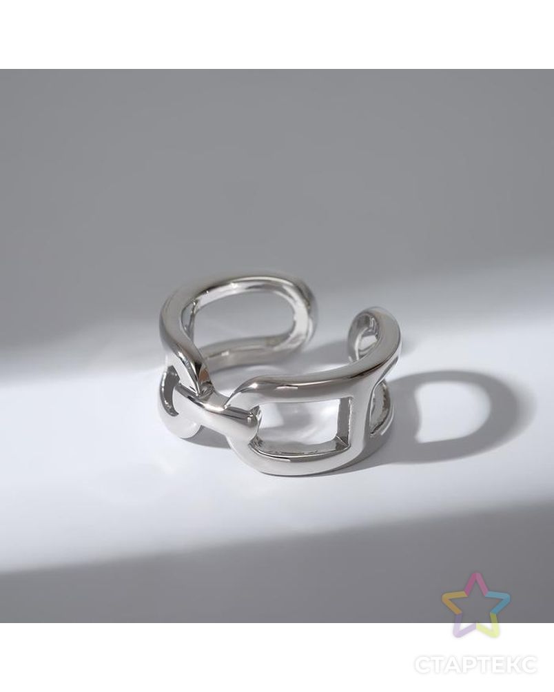 Кольцо "Завитки" соприкосновение, цвет серебро, безразмерное арт. СМЛ-163535-1-СМЛ0007120498 1