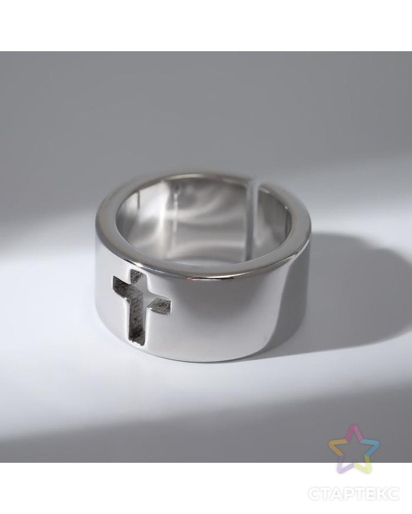 Кольцо "Титан" широкое, цвет серебро, безразмерное арт. СМЛ-163539-1-СМЛ0007120503 1