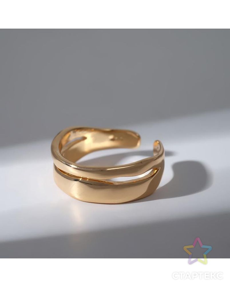 Кольцо "Грация" широкие линии, цвет золото, безразмерное арт. СМЛ-163546-1-СМЛ0007120510 1