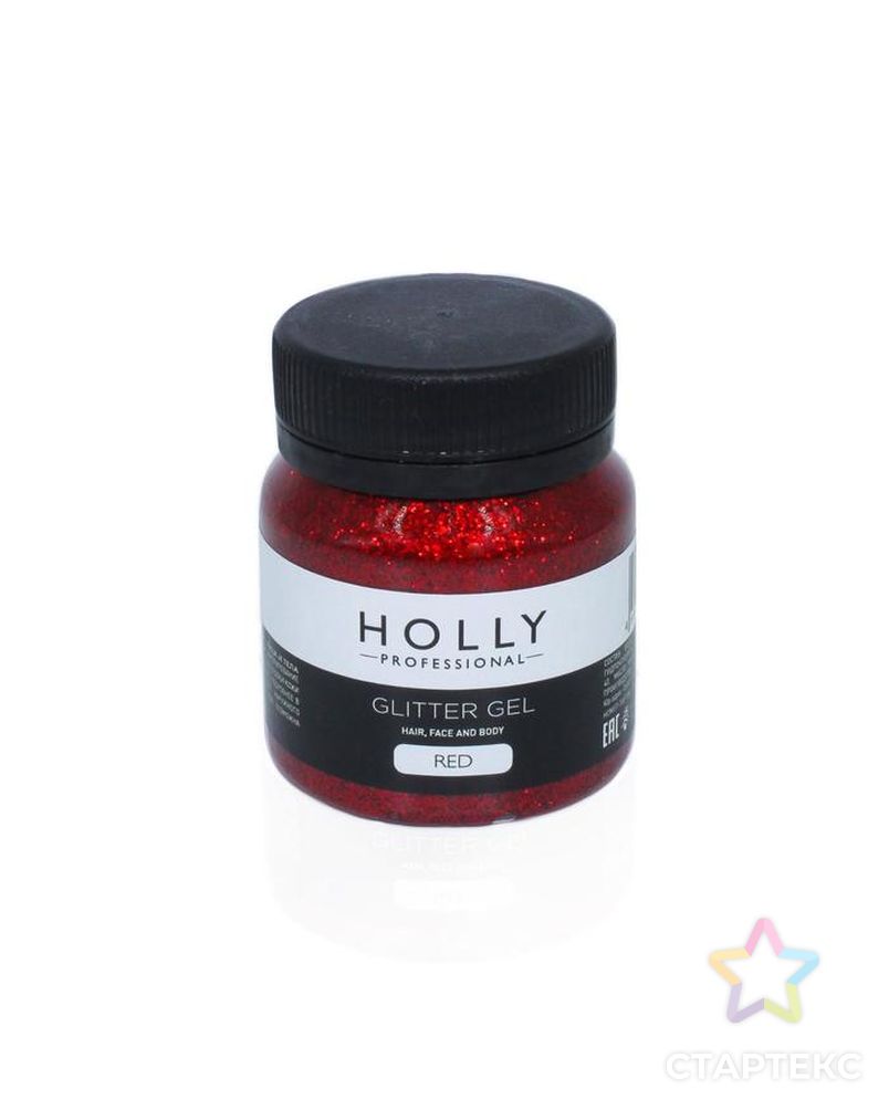 Декоративный гель для волос, лица и тела GLITTER GEL Holly Professional, Red, 50 мл арт. СМЛ-160686-1-СМЛ0007138966