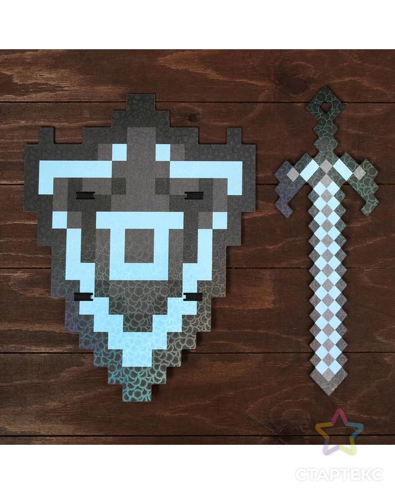 Набор деревянных сувениров "Алмазное оружие" щит, меч арт. СМЛ-163140-1-СМЛ0007139102 1