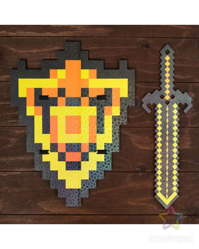 Набор деревянных сувениров "Золотое оружие" щит, меч арт. СМЛ-163142-1-СМЛ0007139104 1