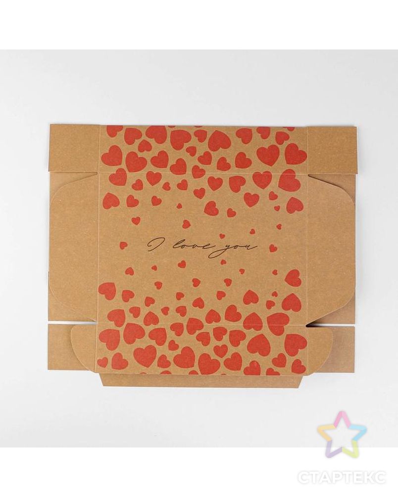 Коробка складная крафтовая «Сердечки», 21 × 15 × 5 см арт. СМЛ-188747-1-СМЛ0007139300 4