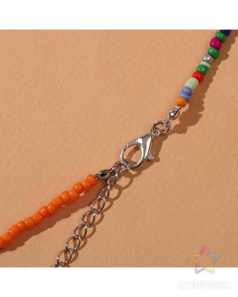 Набор 3 предмета: колье, браслет, кольцо "Бисер" бабочки и надпись, цвет оранжевый арт. СМЛ-164853-1-СМЛ0007148694 2
