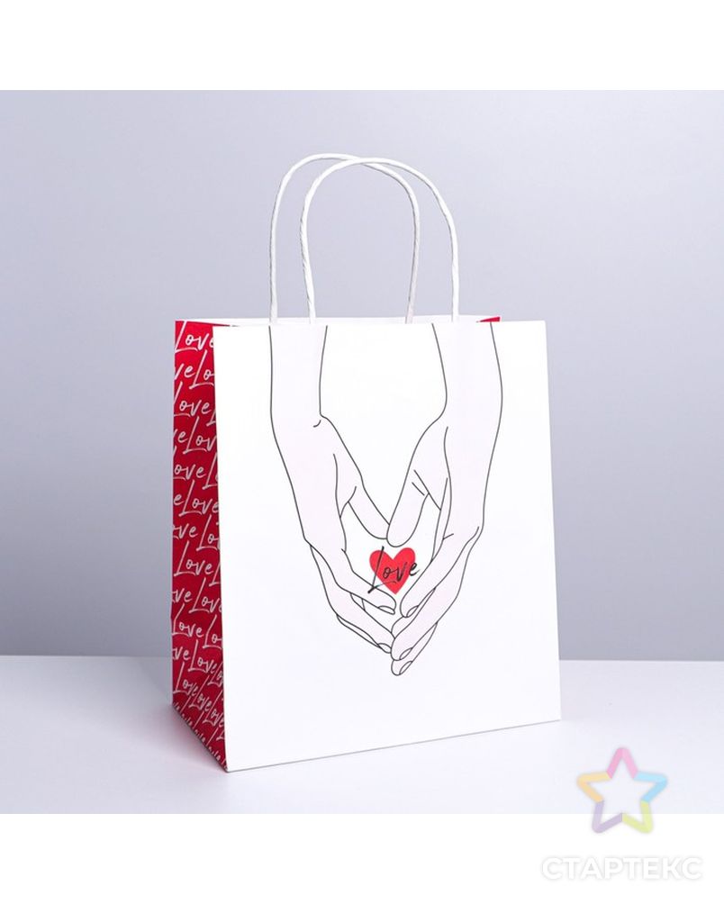 Пакет подарочный крафтовый «Сердце», 22 × 25 × 12 см арт. СМЛ-194584-1-СМЛ0007150706 1