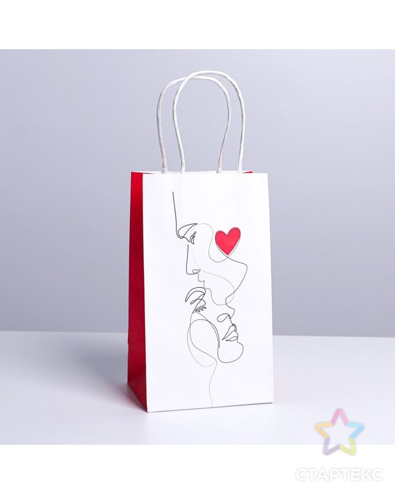 Пакет подарочный крафтовый Love, 12 × 21 × 9 см арт. СМЛ-194585-1-СМЛ0007150707 1