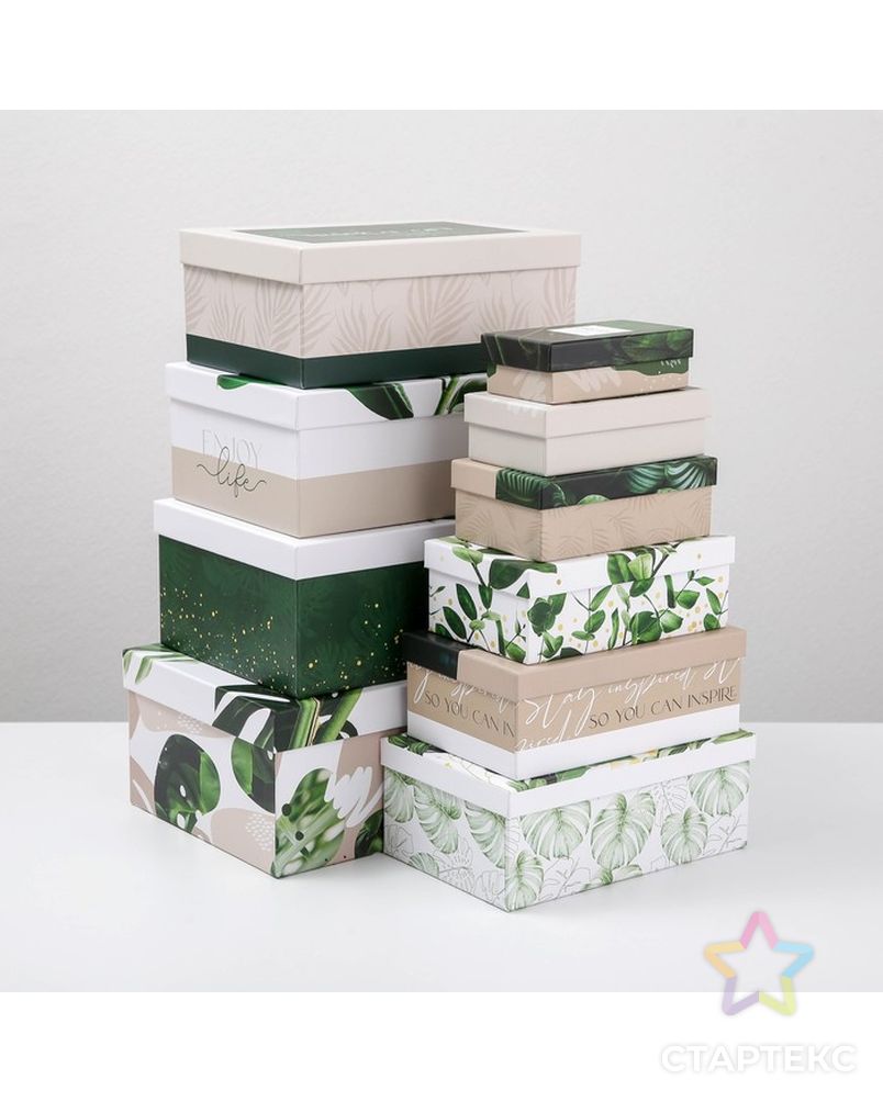 Набор подарочных коробок 10 в 1 «GREEN», 12 × 7 × 4 - 32.5 × 20 × 12.5 см арт. СМЛ-202071-1-СМЛ0007150824 3