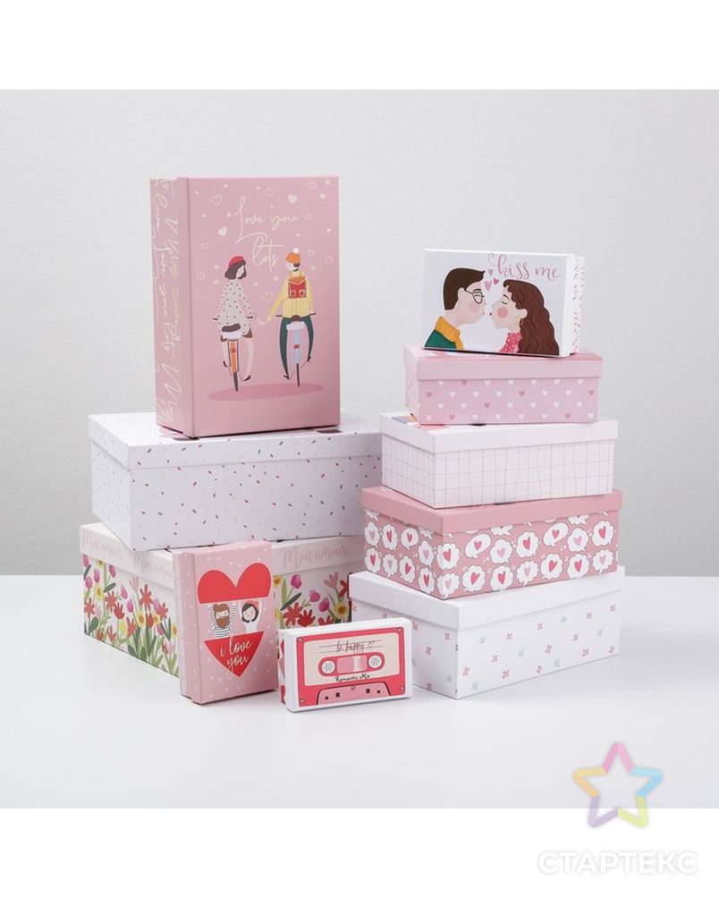 Набор подарочных коробок 10 в 1 «LOVE», 12 × 7 × 4 - 32.5 × 20 × 12.5 см арт. СМЛ-202073-1-СМЛ0007150826 1
