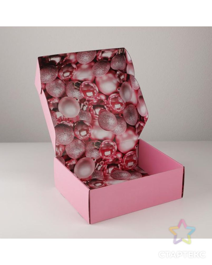 Коробка складная «Розовый новый год», 27 × 21 × 9 см арт. СМЛ-170337-1-СМЛ0007153042 1