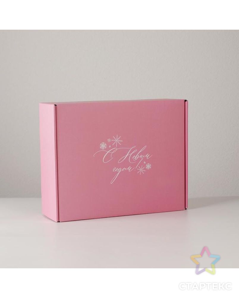 Коробка складная «Розовый новый год», 27 × 21 × 9 см арт. СМЛ-170337-1-СМЛ0007153042 2