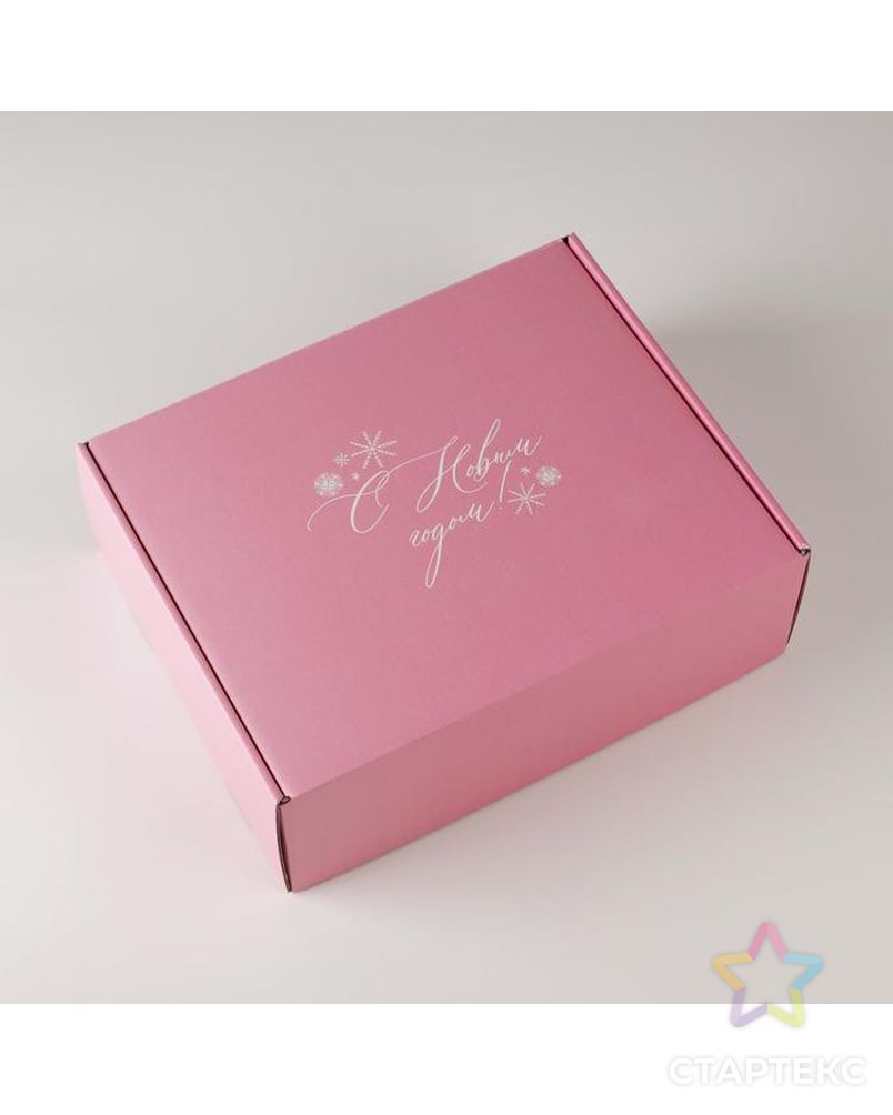 Коробка складная «Розовый новый год», 27 × 21 × 9 см арт. СМЛ-170337-1-СМЛ0007153042 3